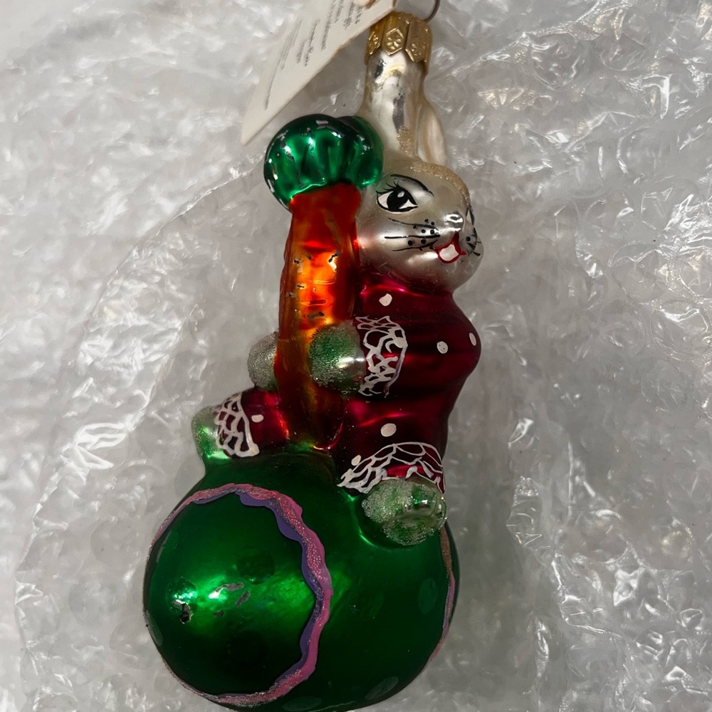 Christopher Radko Silver and Red Rabbit Ornament - Picture 3 of 4